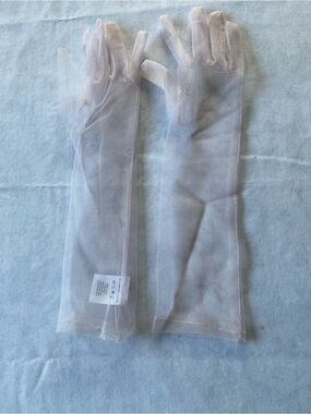 Kids Halloween Sheer Long Pink Nylon Gloves